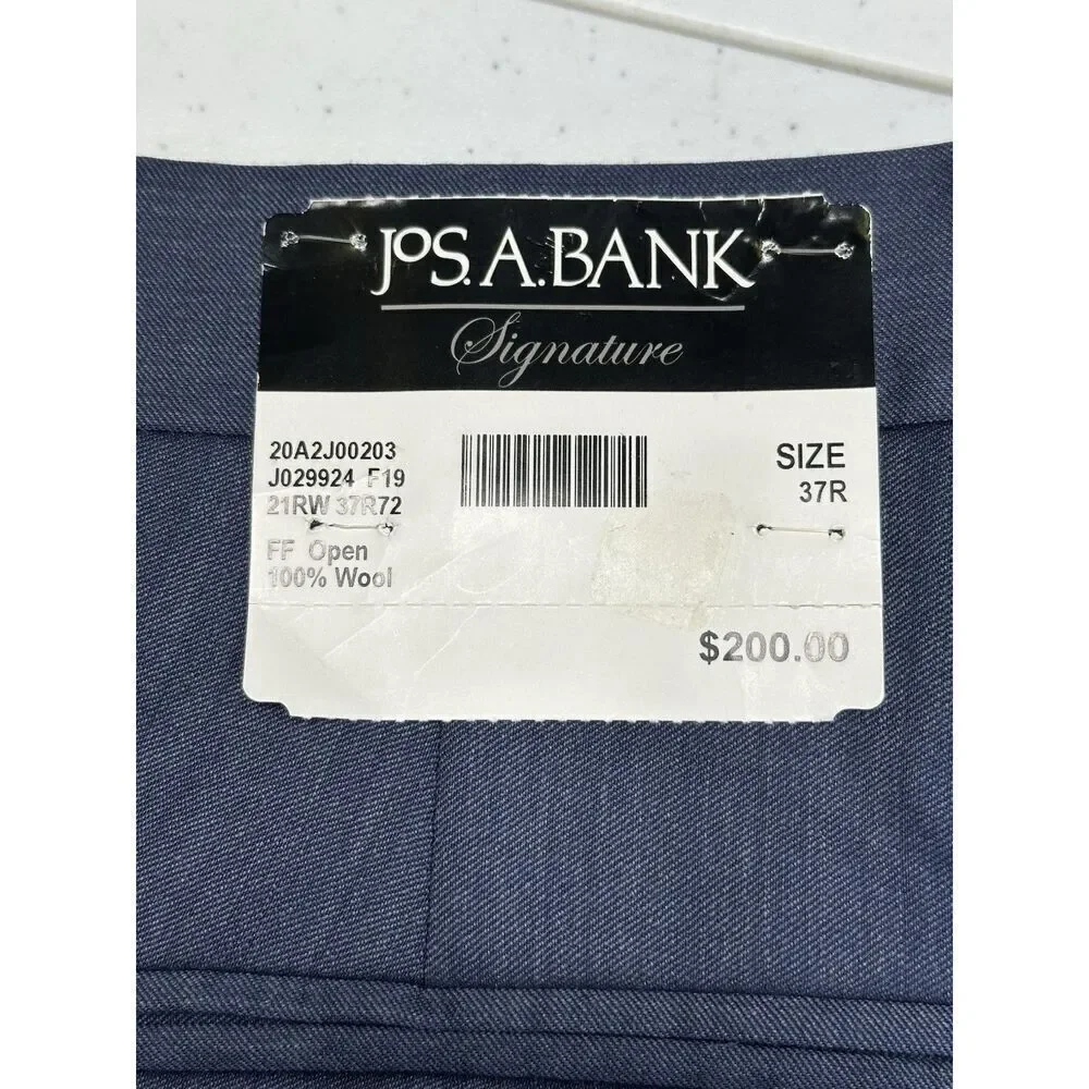 NWT JoS A Banks 100% Wool Signature Collection Tailored Fit Blue Slacks Size 37R